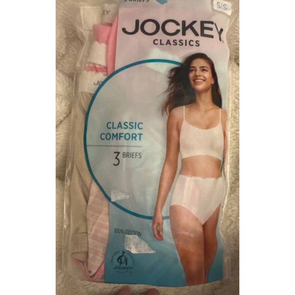 Jockey Classics 3 Multi Pink/neutral elastic waistband Size 5/S Classic Comfort